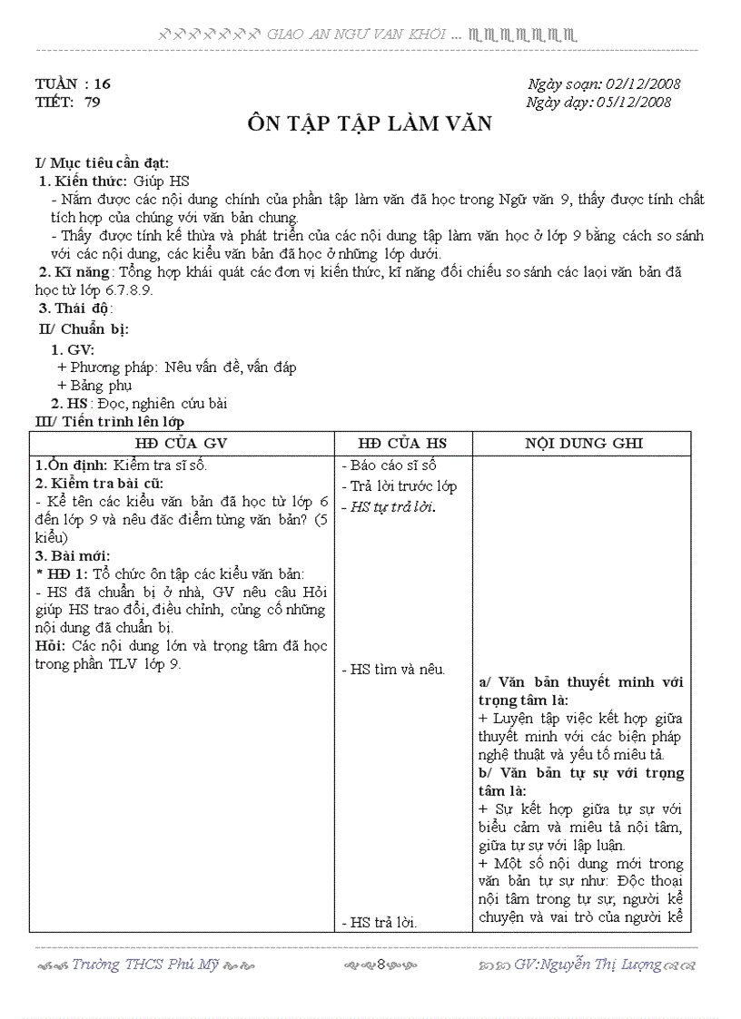 image for page Giáo án văn 9 tuần 16 3 cột