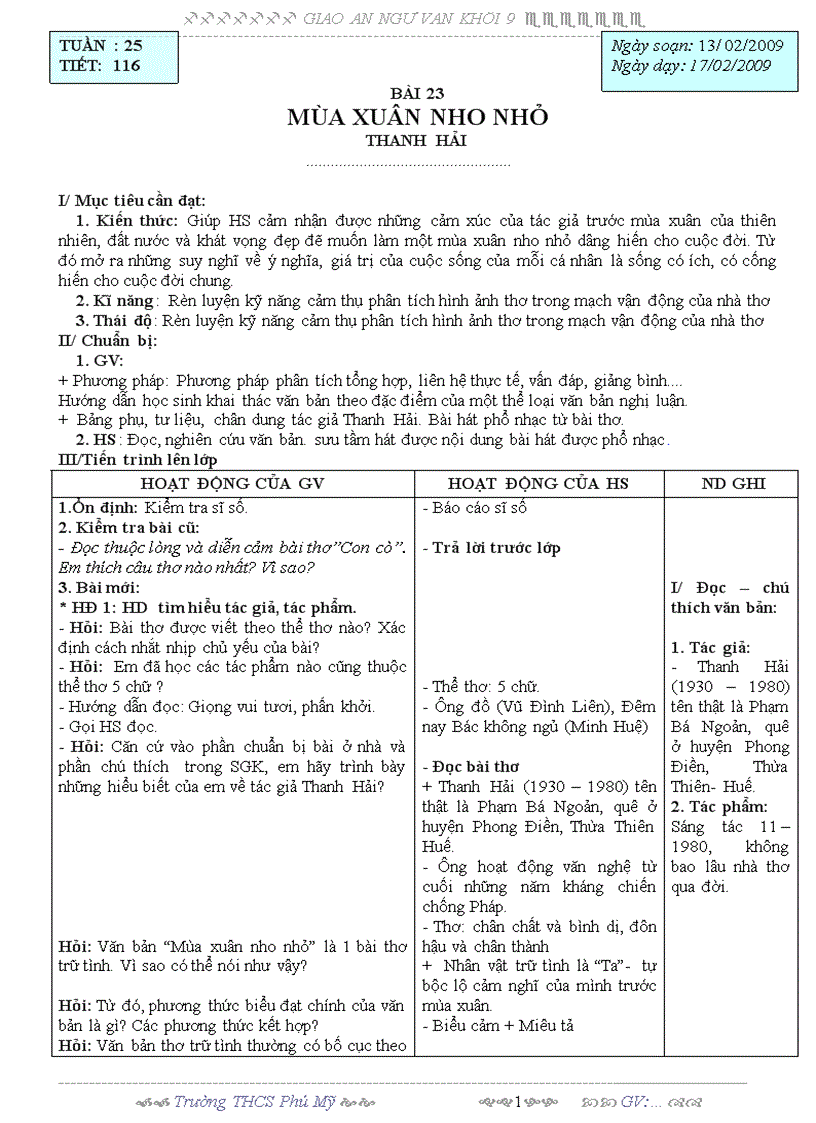 image for page Giáo án văn 9 tuàn 25 3 cột