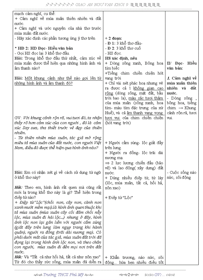 image for page Giáo án văn 9 tuàn 25 3 cột