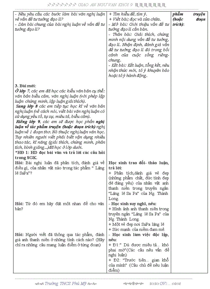 image for page Giáo án văn 9 tuàn 25 3 cột