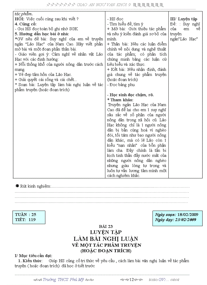 image for page Giáo án văn 9 tuàn 25 3 cột