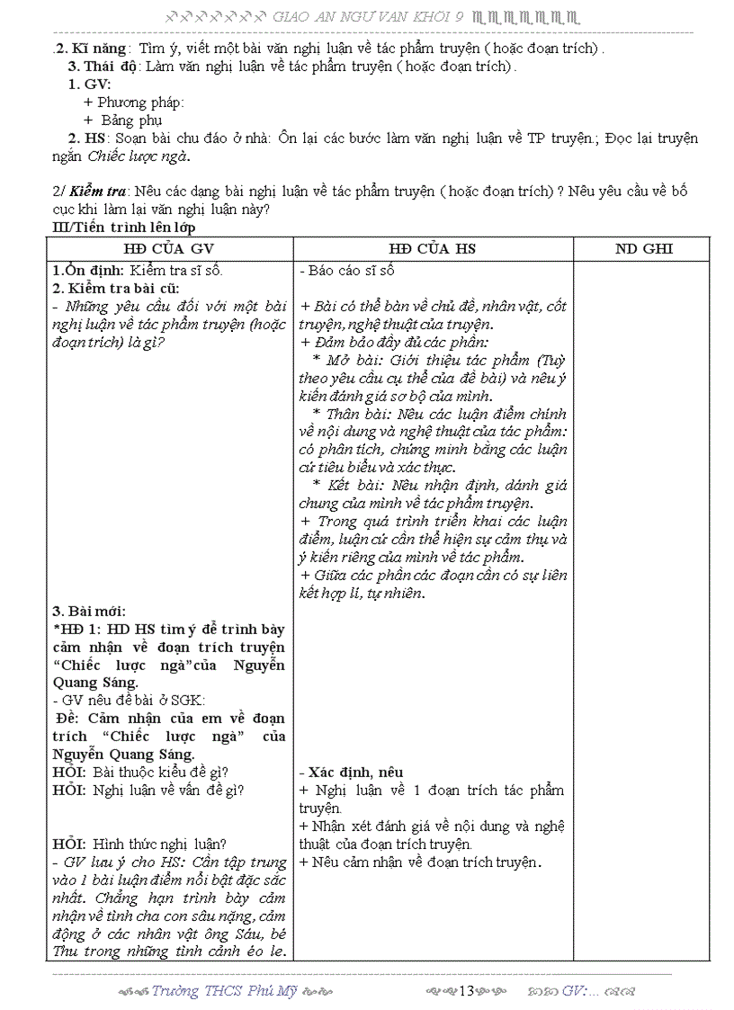 image for page Giáo án văn 9 tuàn 25 3 cột