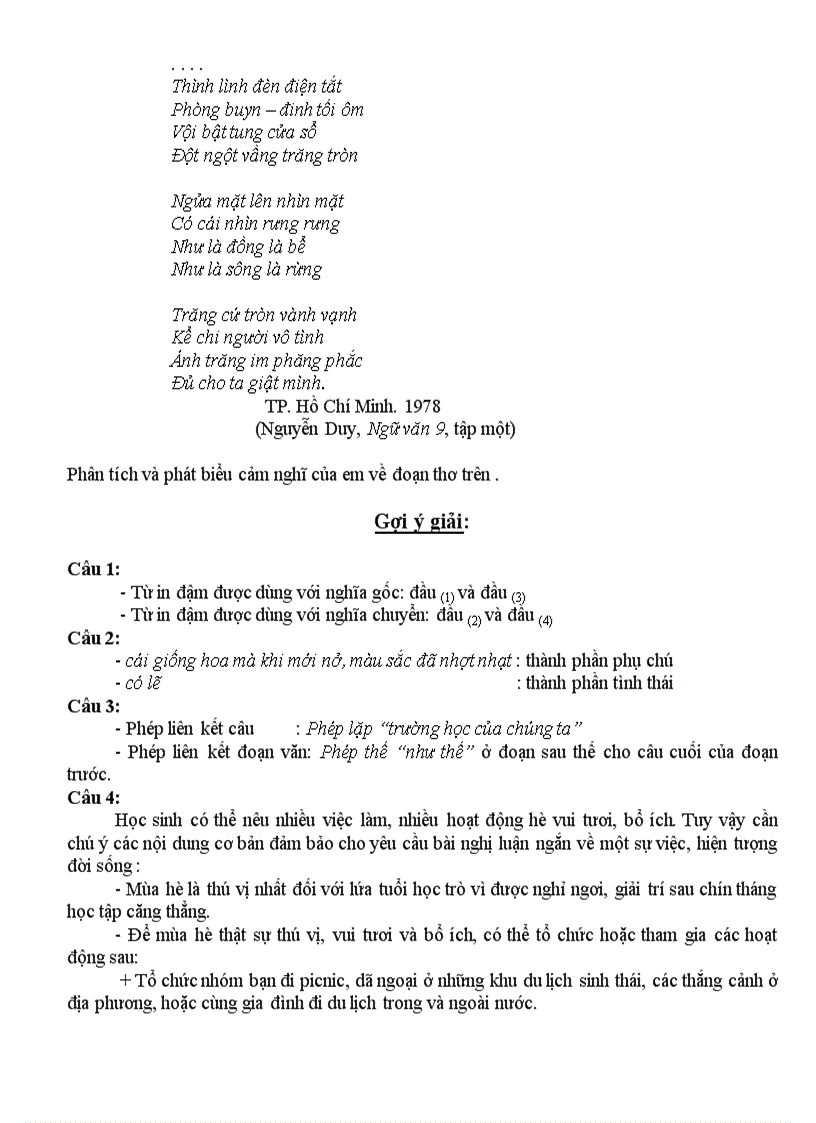 image for page GỢI Ý BÀI GIẢI MÔN NGỮ VĂNTUYỂN SINH VÀO LỚP 10 THPT thành phố Đà Nẵng