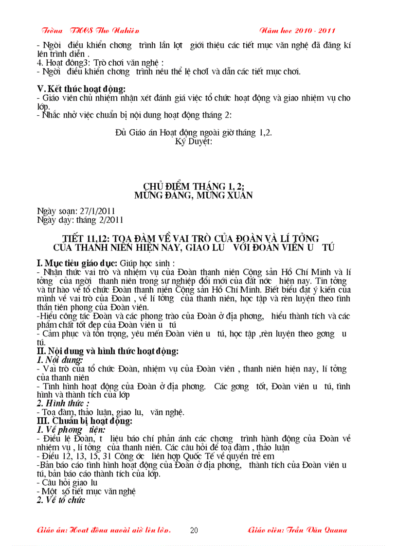 image for page Hoạt động NGLL 2011