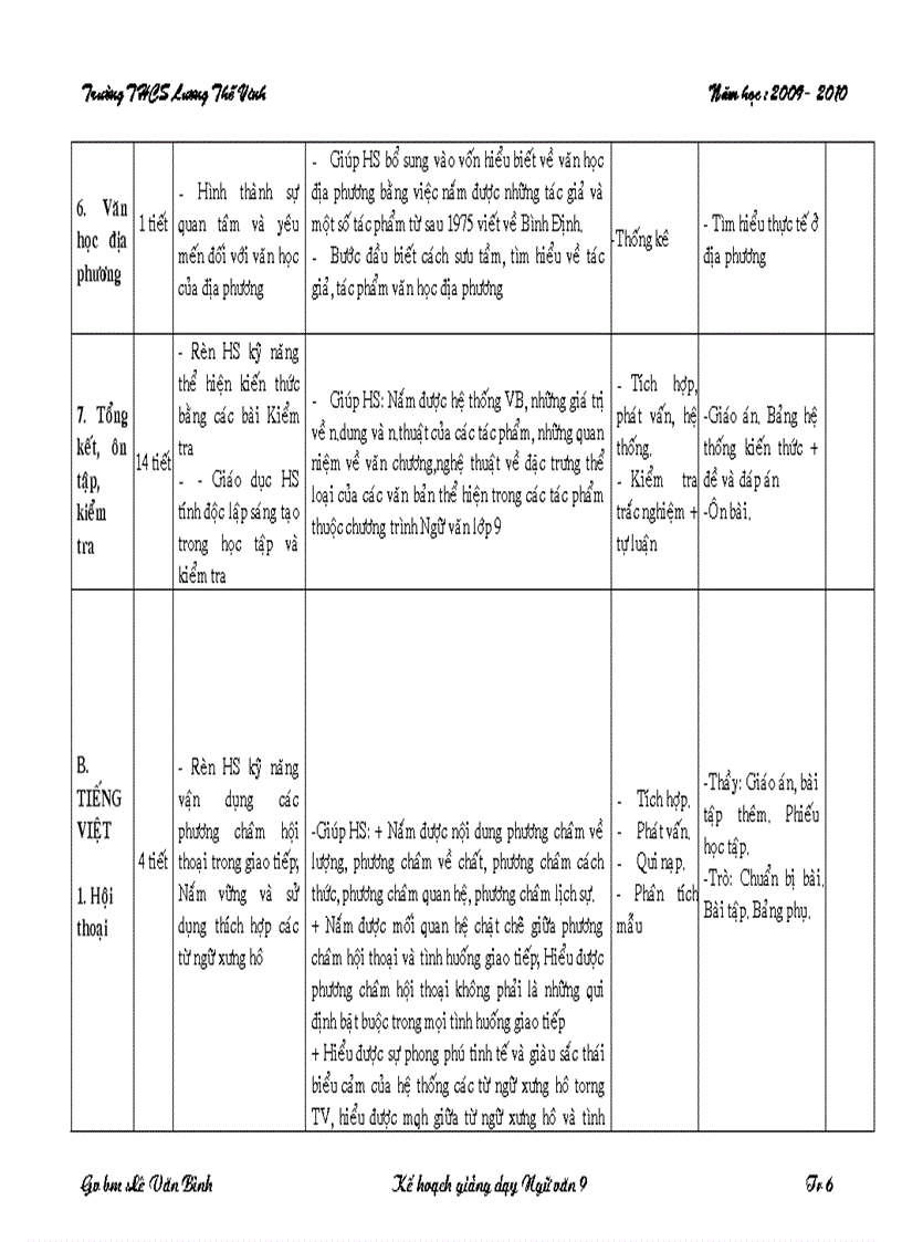 image for page Ke hoach bo mon ngữ văn 9