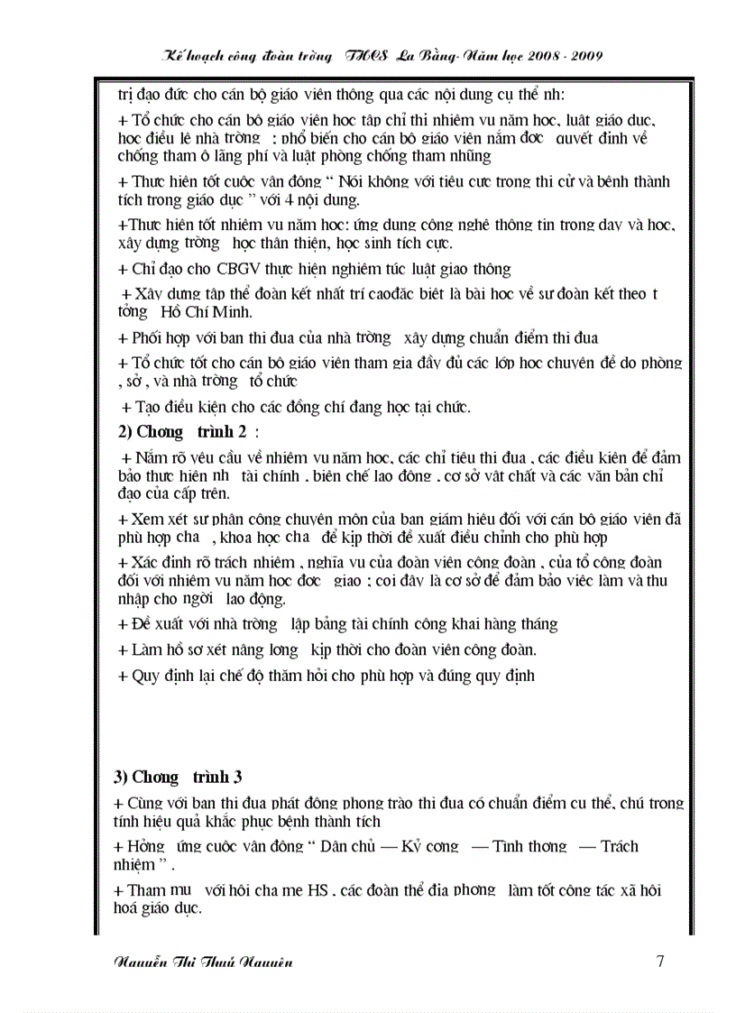 image for page Kế hoạch hoạt động của Công Đoàn