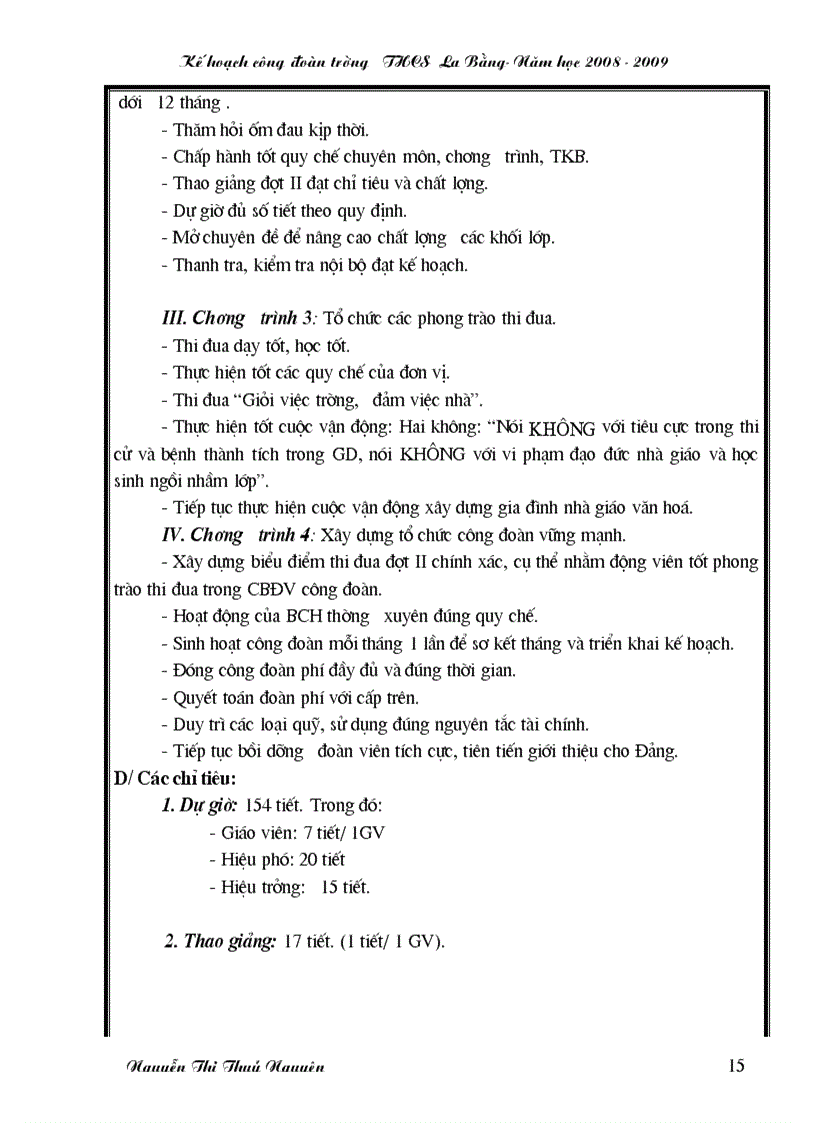 image for page Kế hoạch hoạt động của Công Đoàn