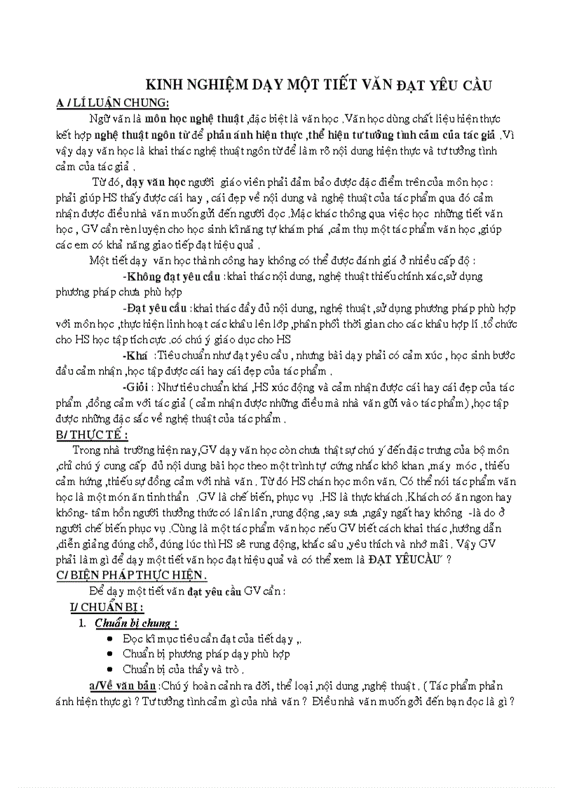 image for page Kinh ngiệm dạy văn đạt yêu cầu