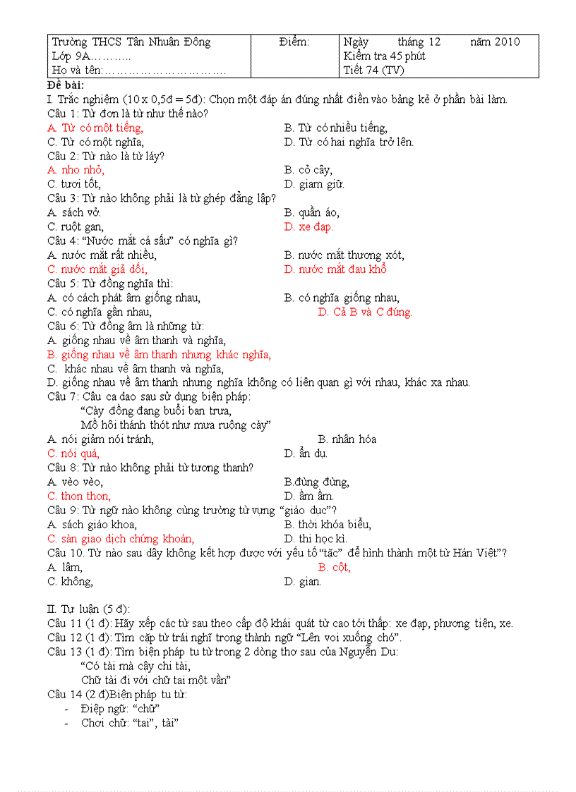 image for page Kt tiếng việt lớp 9 tiết 74 mới