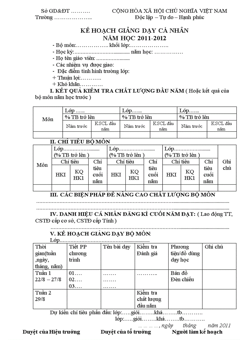 image for page Mau ke hoach giang day ca nhan