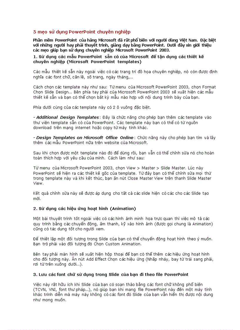 image for page Mẹo sử dụng Power Point