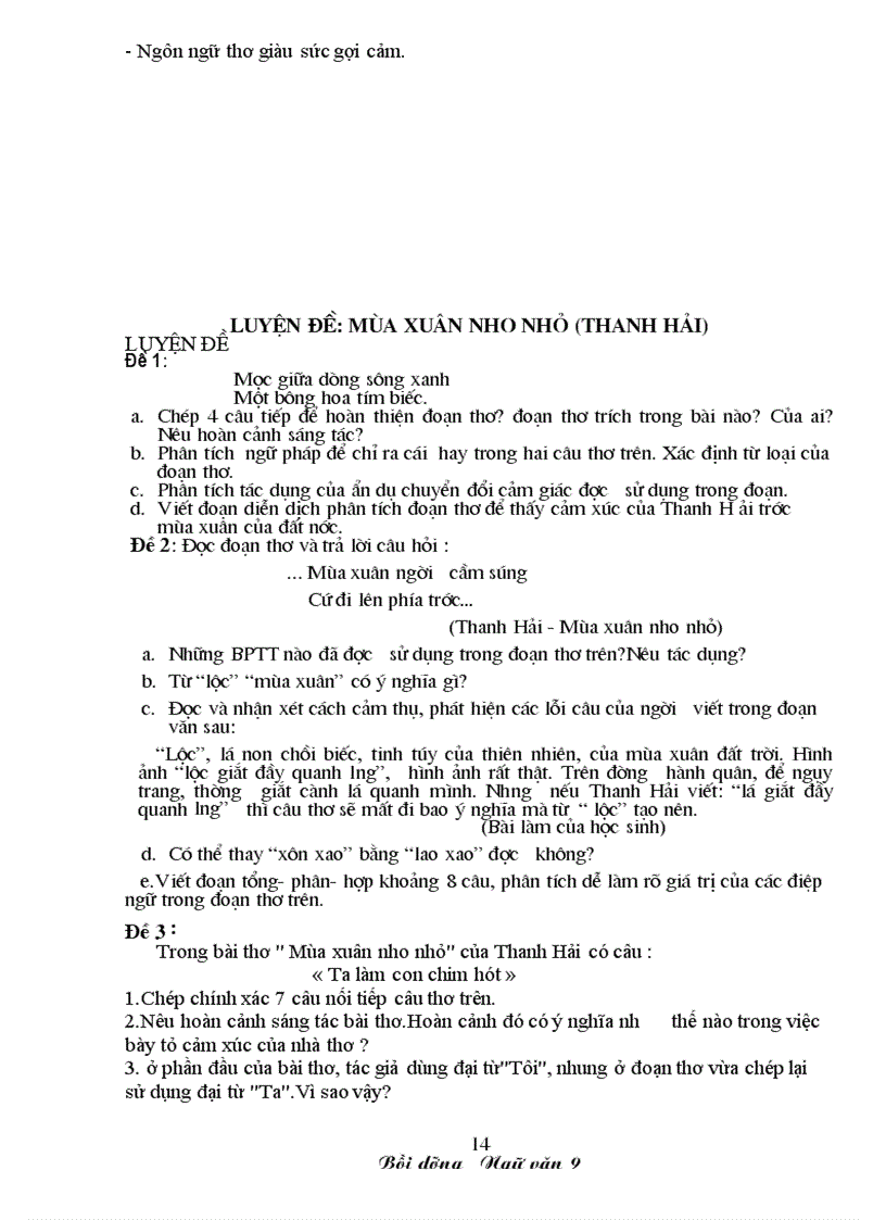 image for page Mốt số đê luyện thi vào lớp 10 môn Ngữ văn