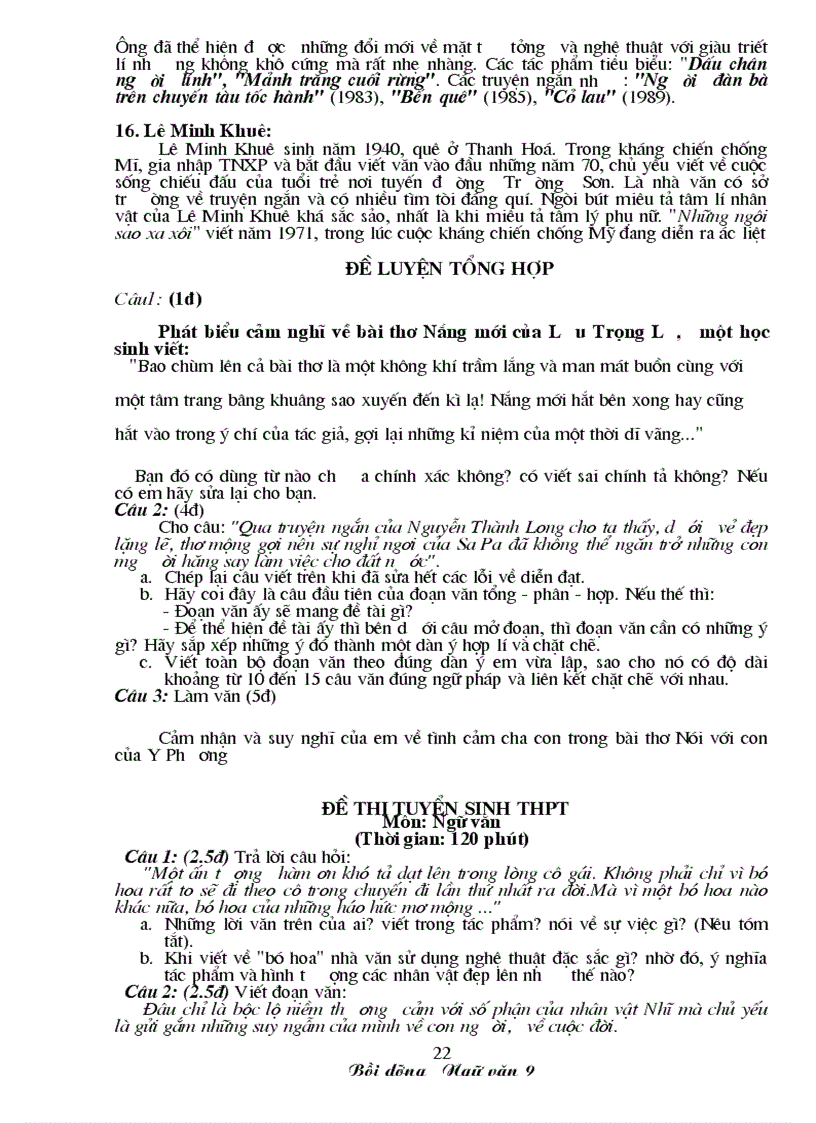 image for page Mốt số đê luyện thi vào lớp 10 môn Ngữ văn