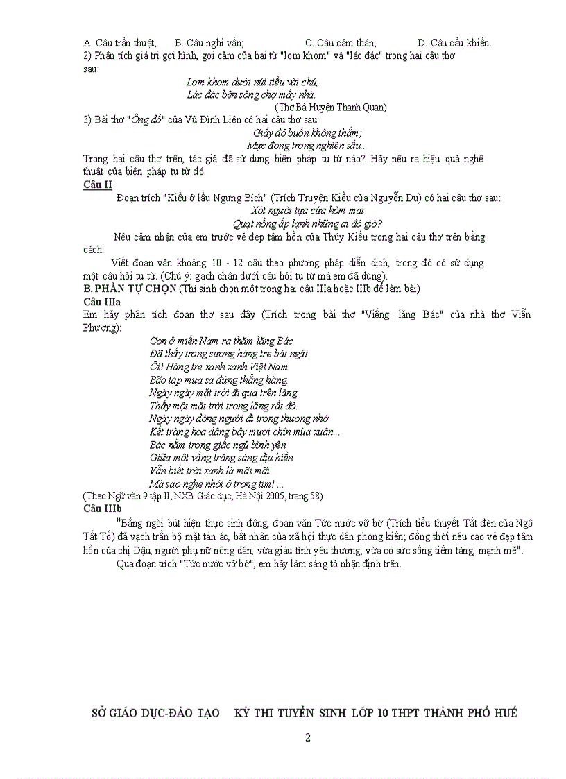 image for page Một số đề văn thi vào lớp 10