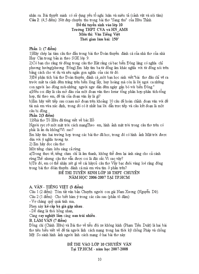 image for page Một số đề văn thi vào lớp 10