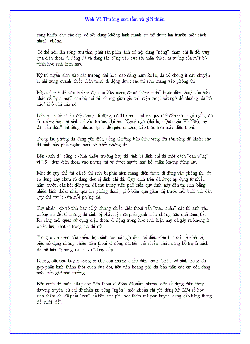 image for page Nghị luận sử dụng điện thoại di động trong giờ hoc