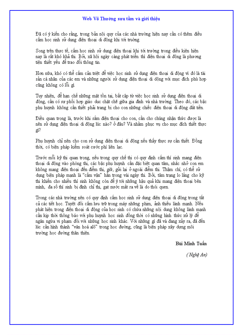 image for page Nghị luận sử dụng điện thoại di động trong giờ hoc