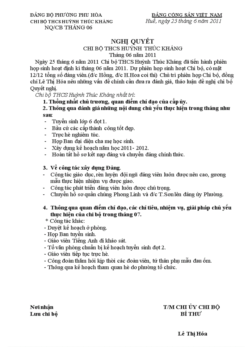 image for page Nghị quyết chi bộ hàng tháng