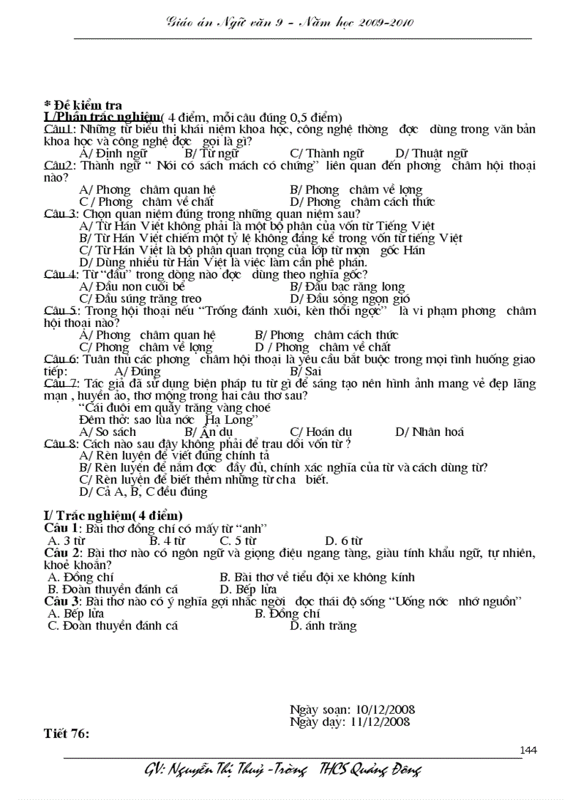 image for page Ngữ văn 9 Kì I của Thuỷ