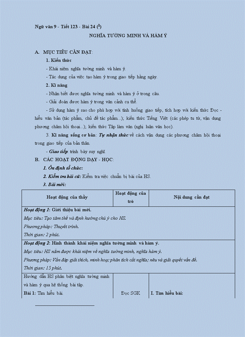 image for page Ngữ văn 9 Tiết 123 NGHĨA TƯỜNG MINH VÀ HÀM Ý