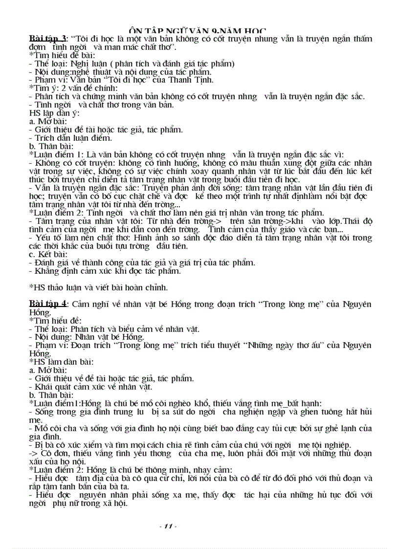 image for page Ôn tập học kì I Ngữ văn 9