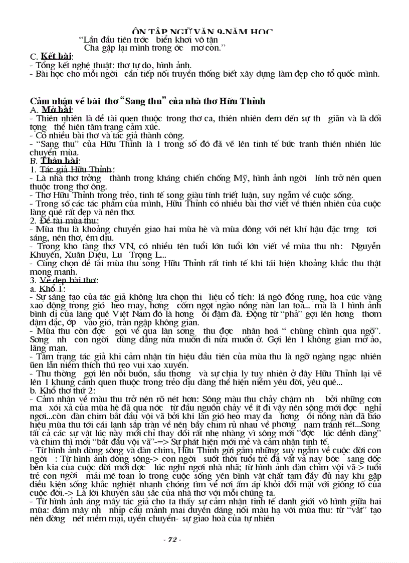 image for page Ôn tập học kì I Ngữ văn 9