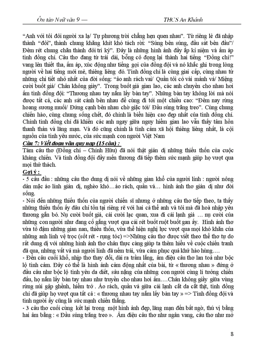 image for page Ôn tập Ngữ văn 9 học kỳ I