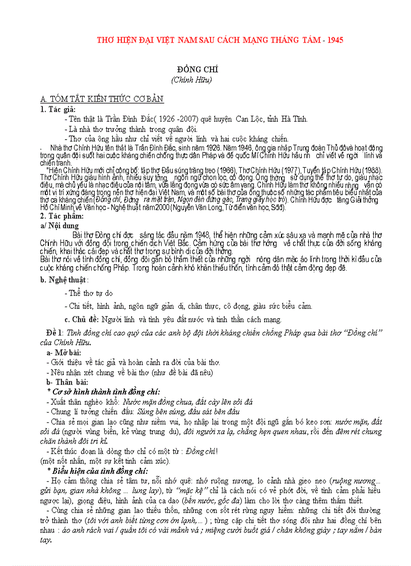 image for page Ôn tập Ngữ văn 9 Thơ hiện đại