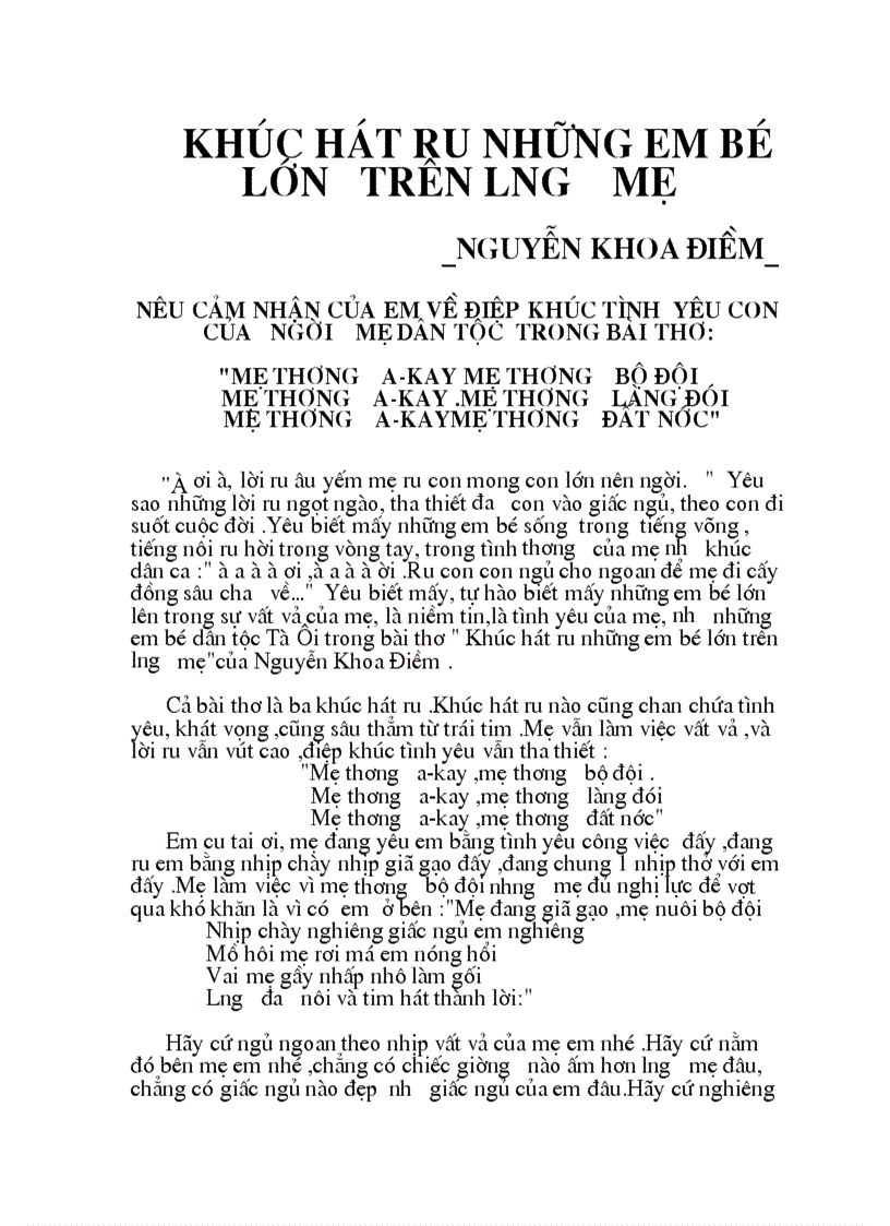 image for page Ôn thi bài khúc hát ru những