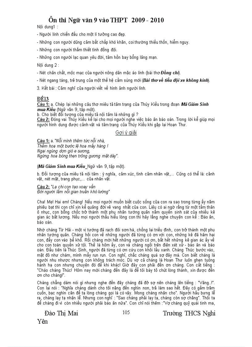 image for page Ôn thi Ngữ văn 9 năm học 2009 2010