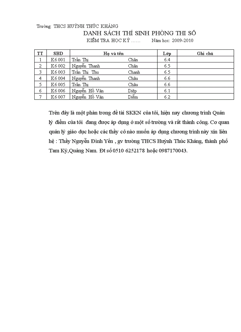 image for page Phần mềm QUẢN LÝ ĐIỂM THCS