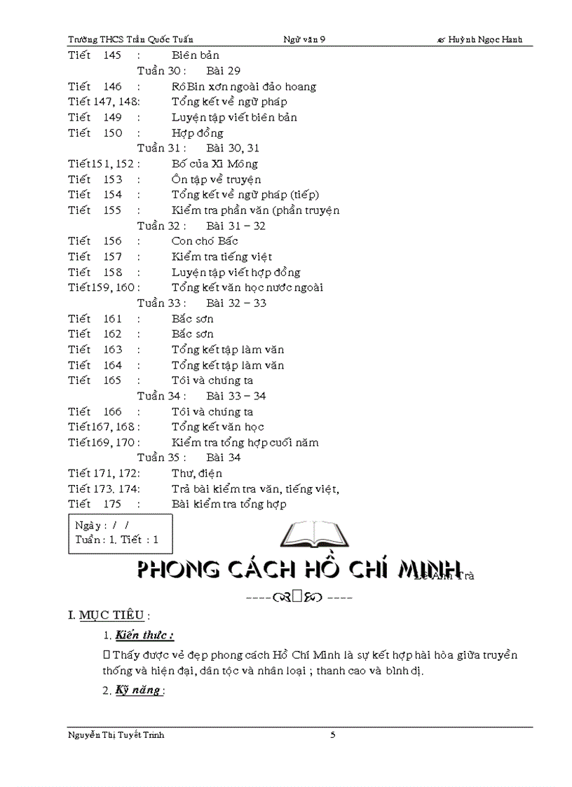 image for page Phân phối chương trình Ngữ văn9