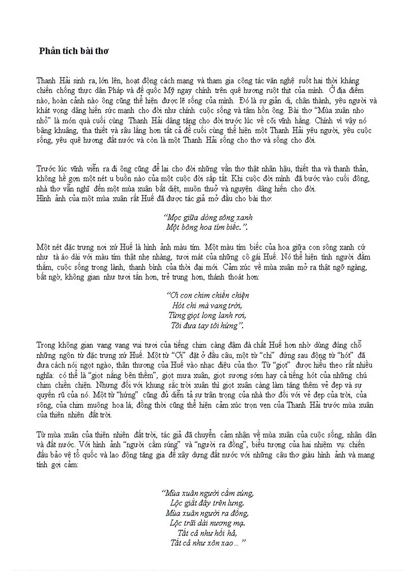 image for page Phân tích và bình bài thơ Mùa xuân nho nhỏ