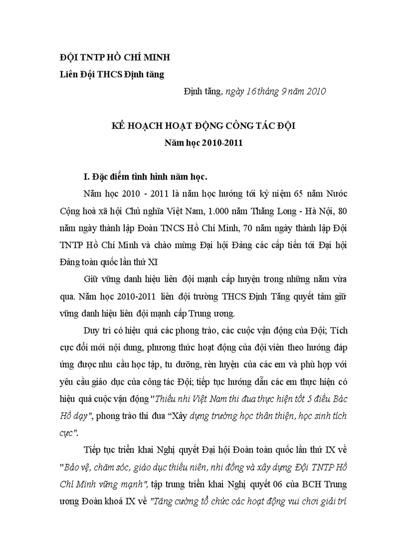 image for page Phuong huong hoat dong cong tac doi nam hoc 2010 2011 hot