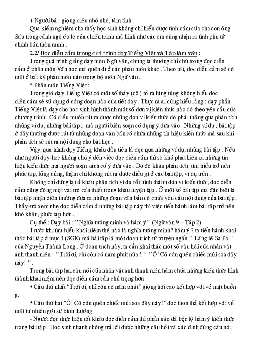 image for page SKKN Vai trò của đọc diễn cảm