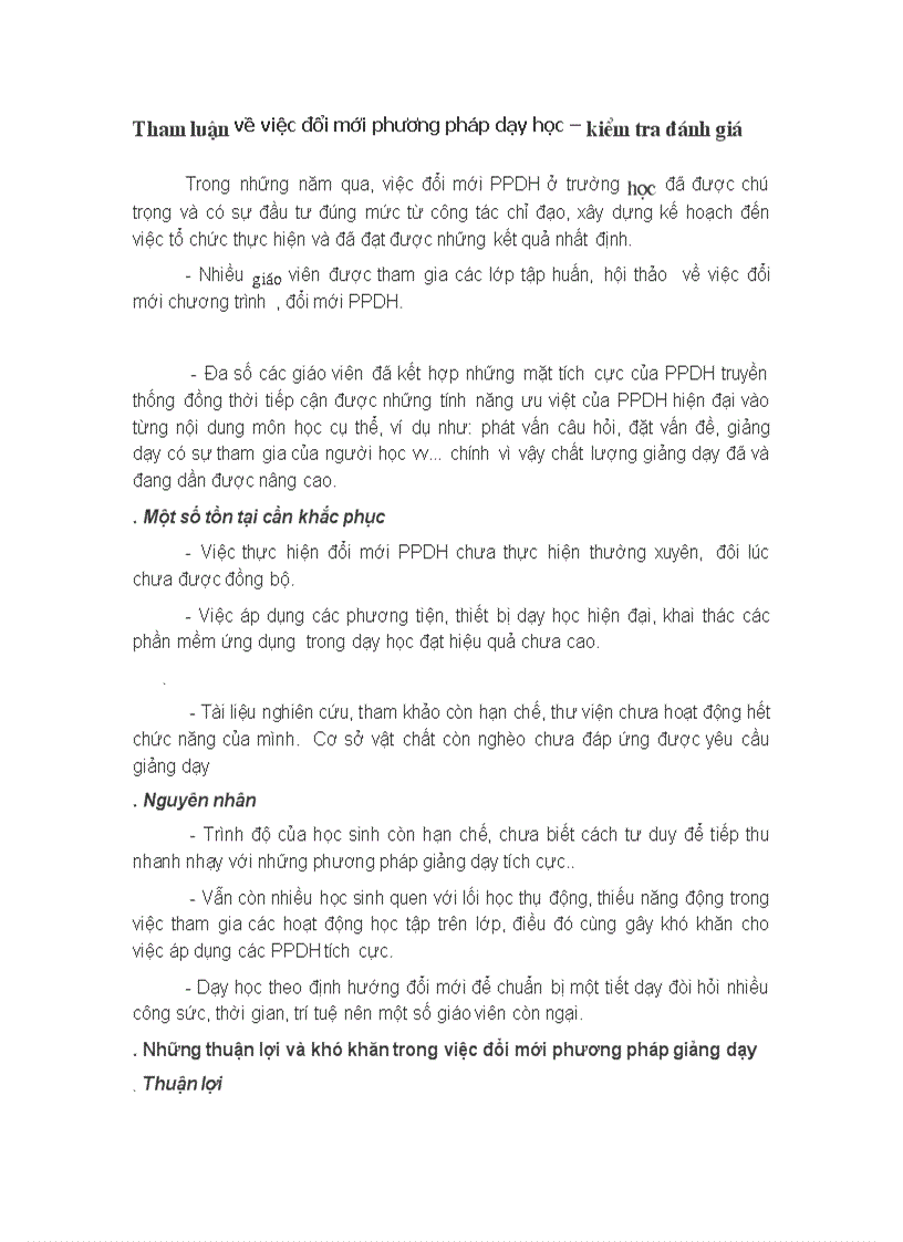 image for page THAM LUẬN về đổi mới PPDH