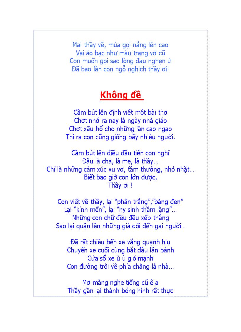 image for page Thơ về ngày Nhà giáo Việt Nam 20 11