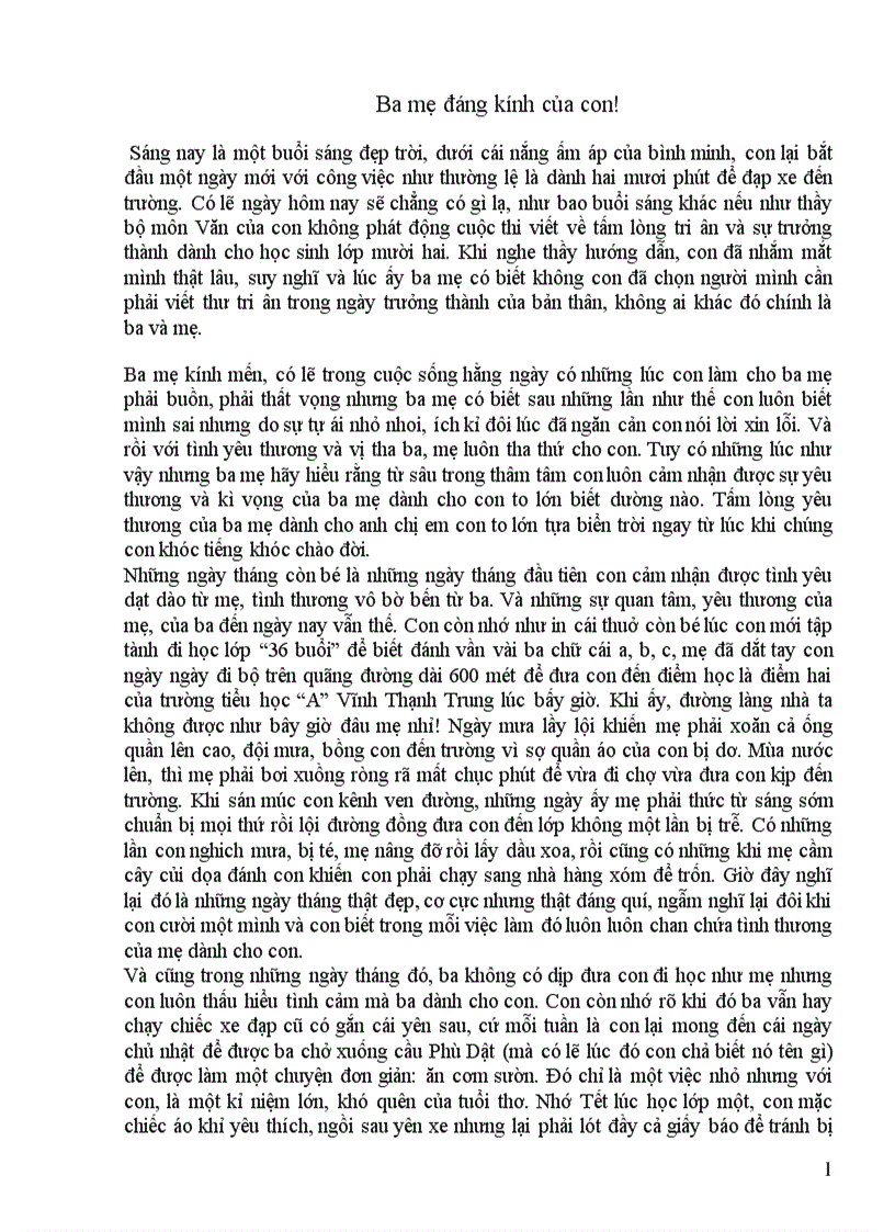 image for page Thư tri ân của HS lớp9