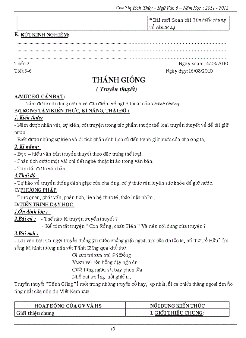 image for page Thuy Ngu Van 6 HK1 Nam hoc 2011 2012