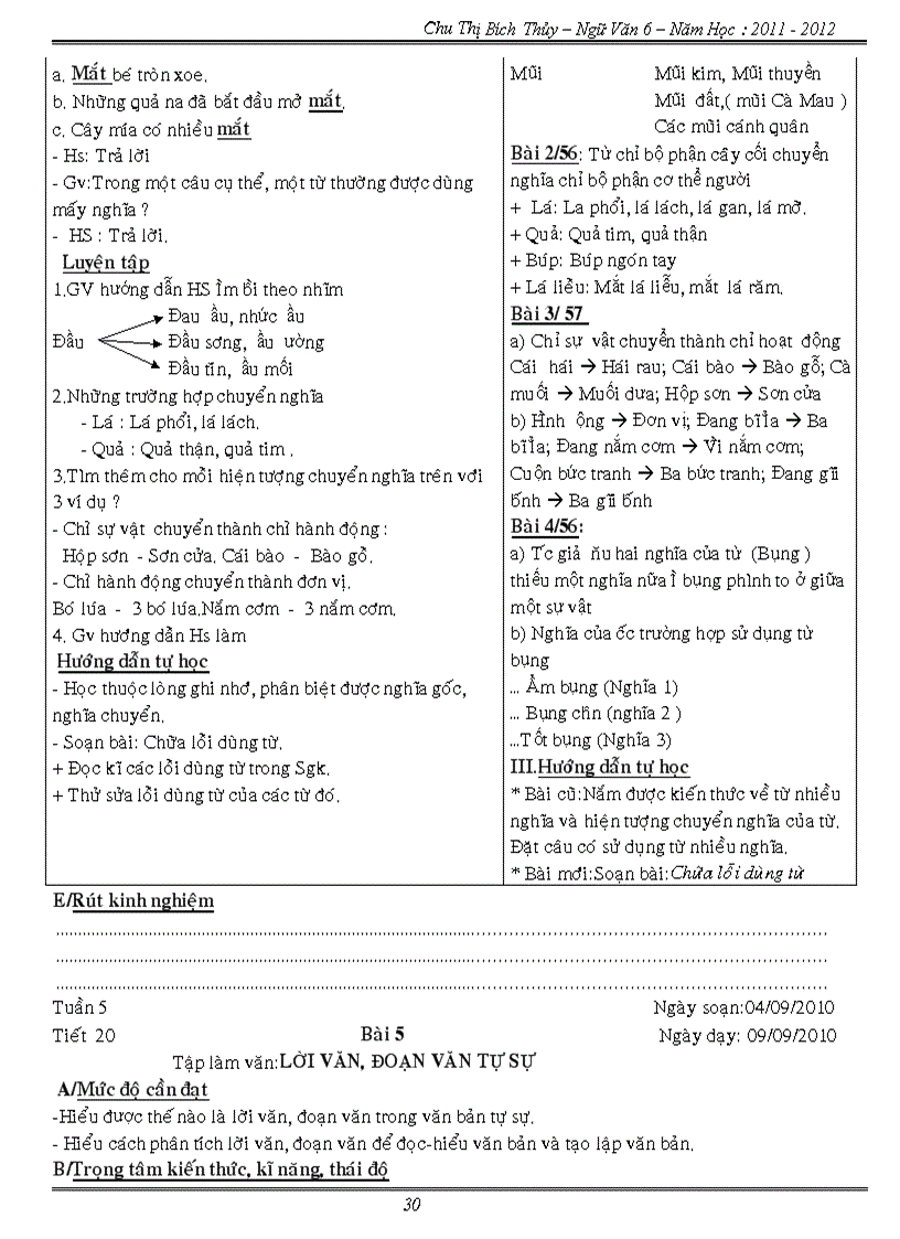 image for page Thuy Ngu Van 6 HK1 Nam hoc 2011 2012