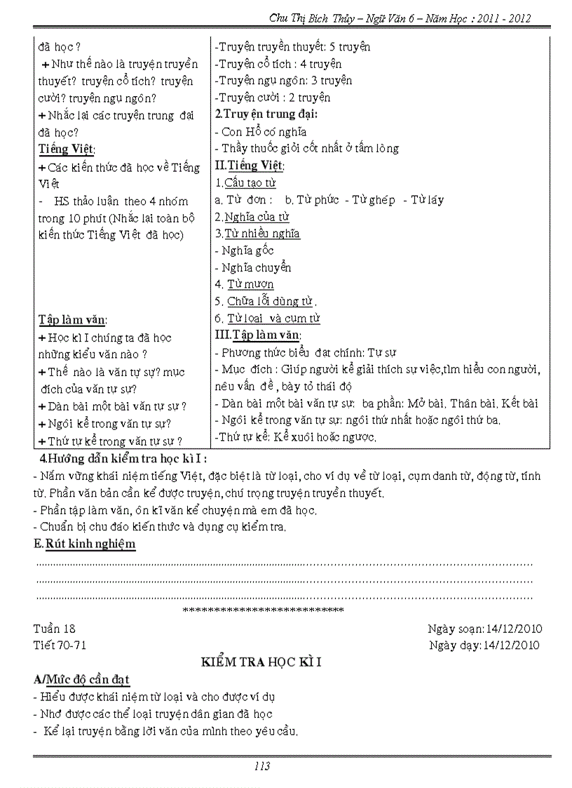 image for page Thuy Ngu Van 6 HK1 Nam hoc 2011 2012