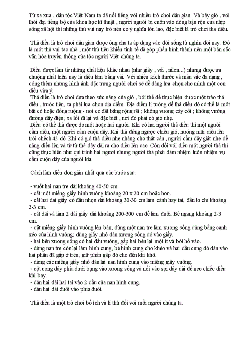 image for page Thuyết minh về trò chơi thả diều sưu tầm