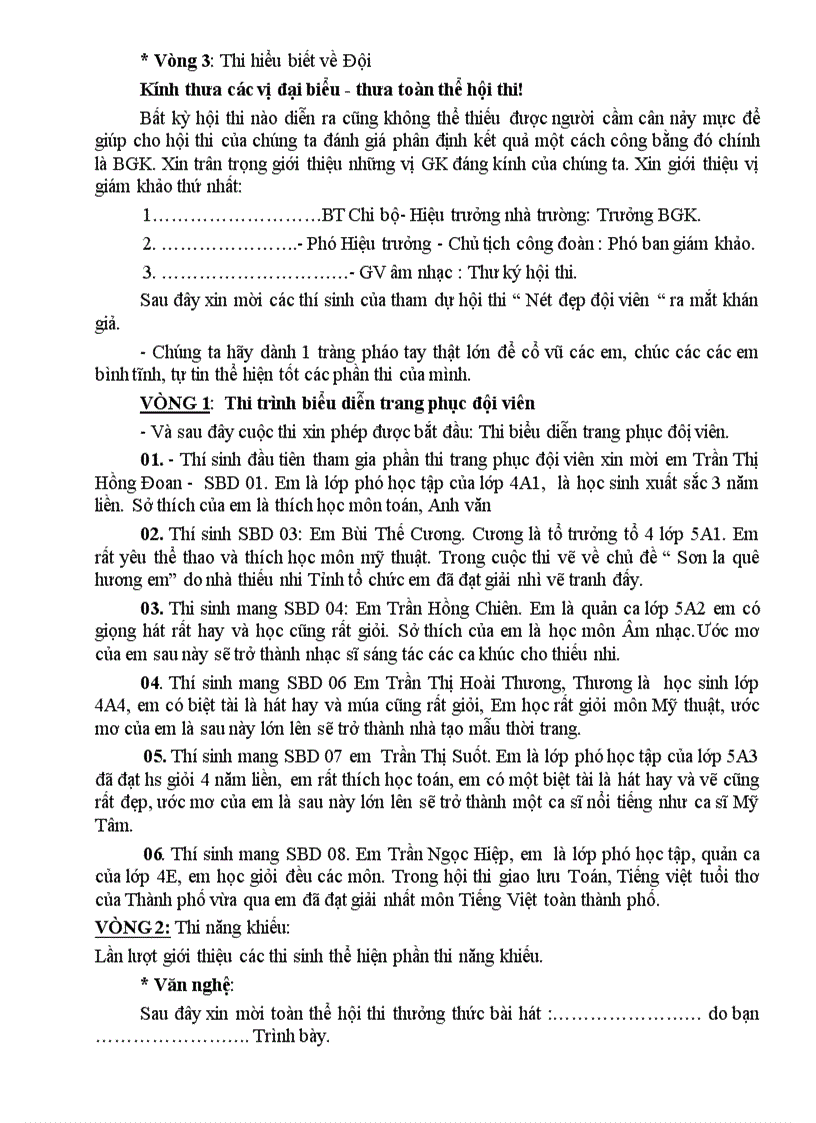 image for page Tiến trình hội thi nét đẹp đội viên