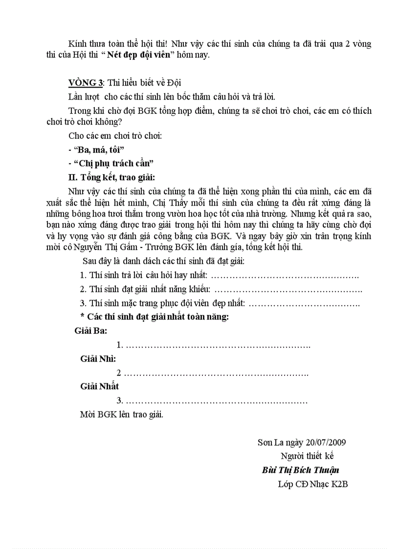 image for page Tiến trình hội thi nét đẹp đội viên