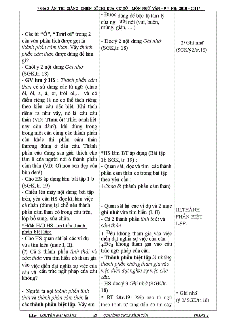 image for page Tiết 105 Các thành phần biệt lập H