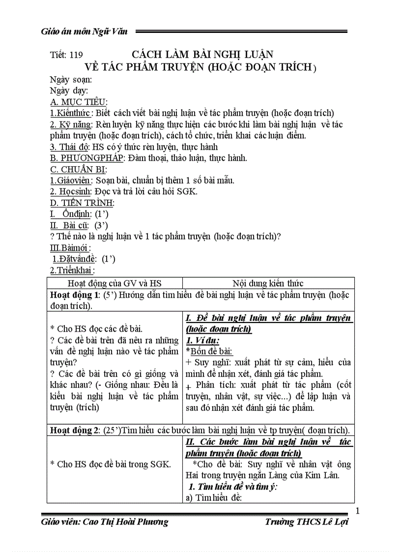 image for page Tiết 119 cách làm bài nghị luân