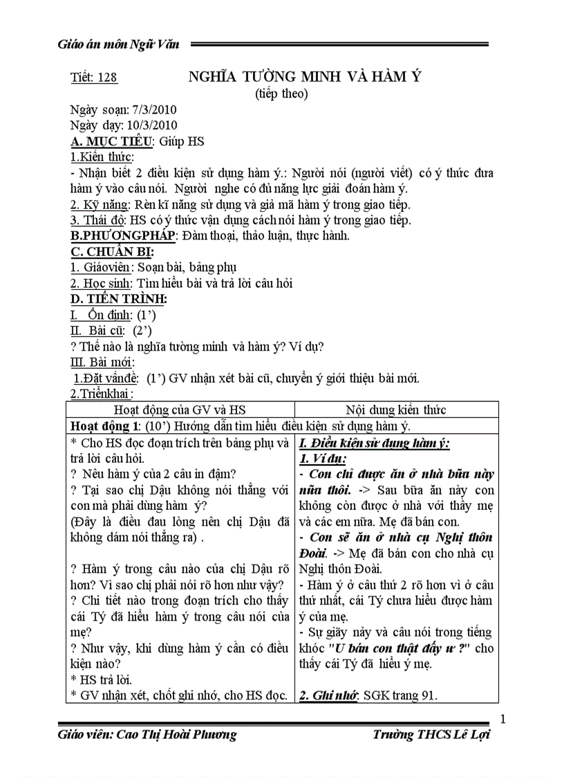 image for page Tiết 128 nghĩa tường minh và hàm ý