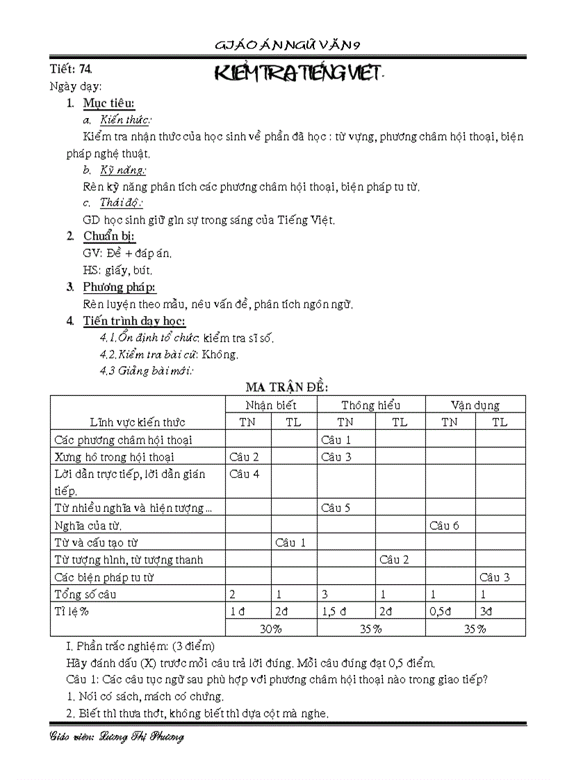 image for page Tiet 74 kiem tra tieng viet