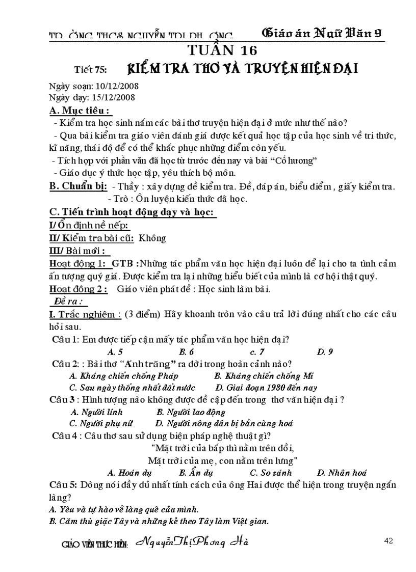 image for page Tuần 16 ngữ văn 9 2 cột