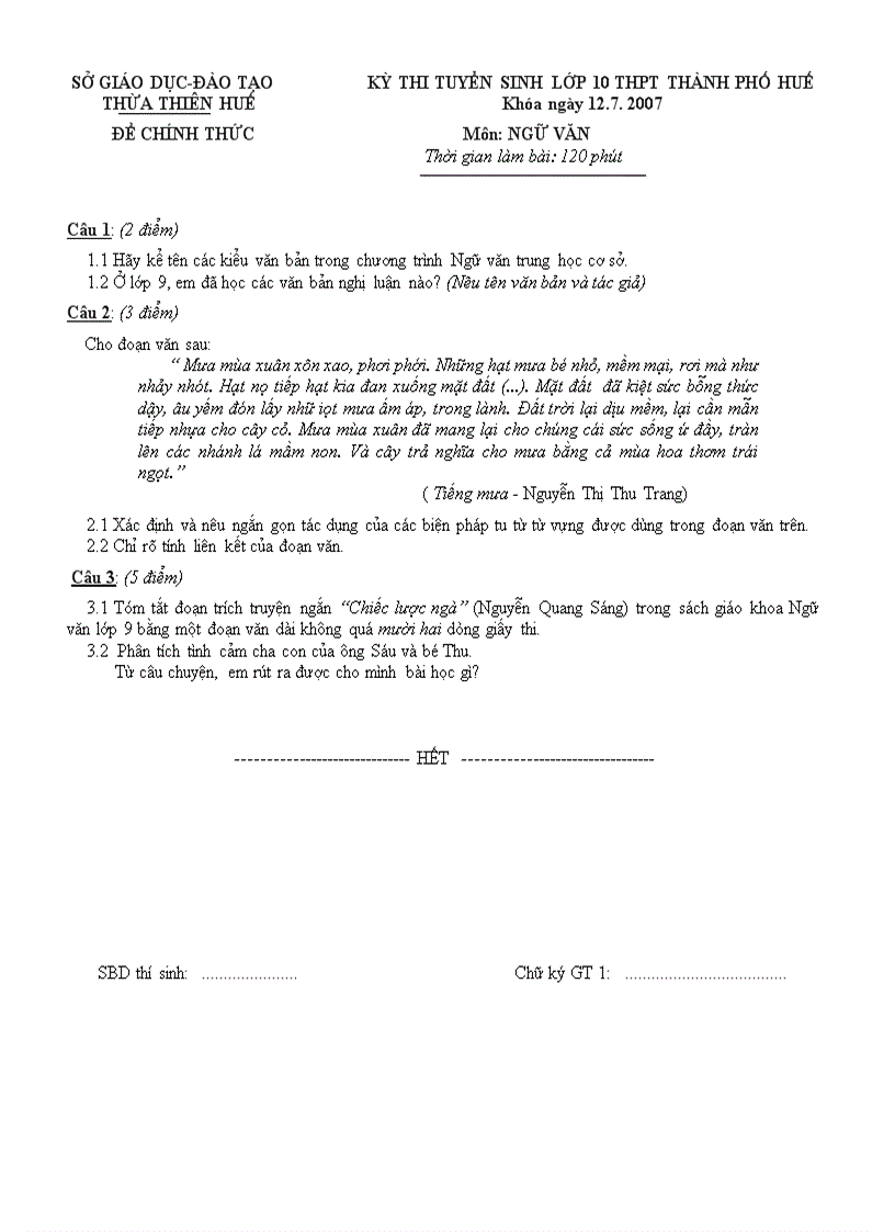 image for page Tuyển sinh 10 Quốc Học Huế